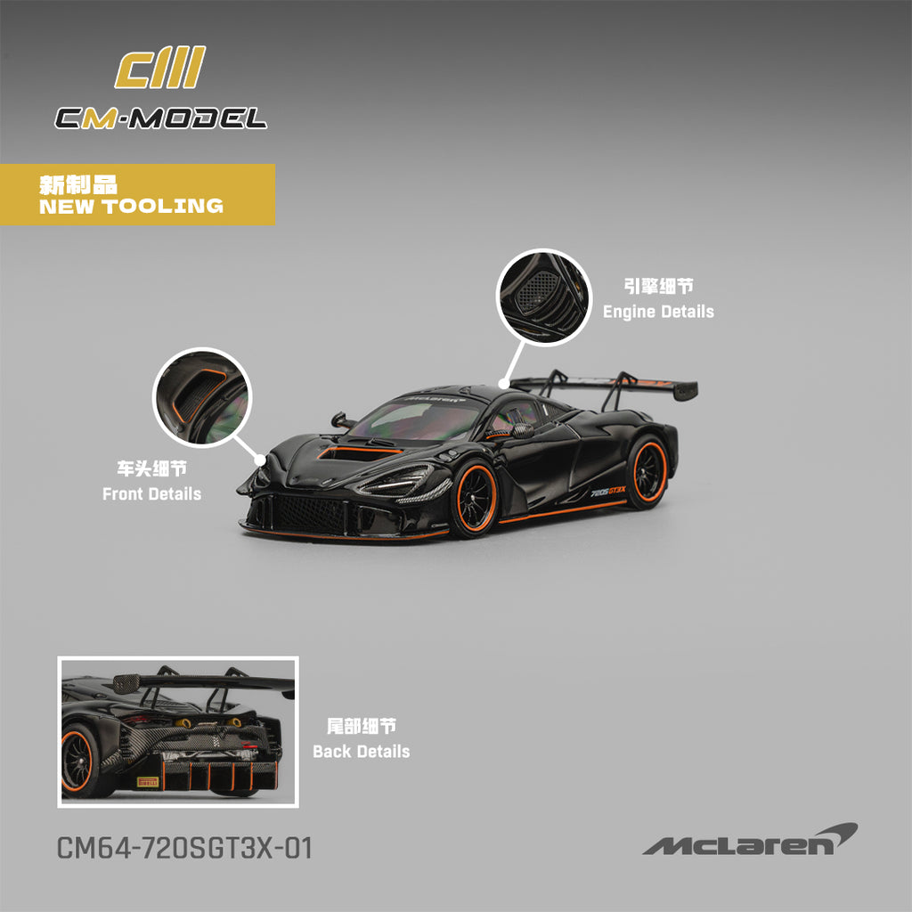 CM Model 1:64 McLaren 720SGT3X Black CM64-720SGT3X-01 – Horizon