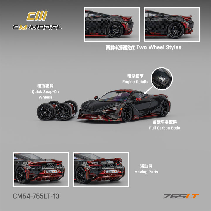 [Preorder] CM Model 1:64 Mclaren 765LT Full Carbon Red CM64-765LT-13