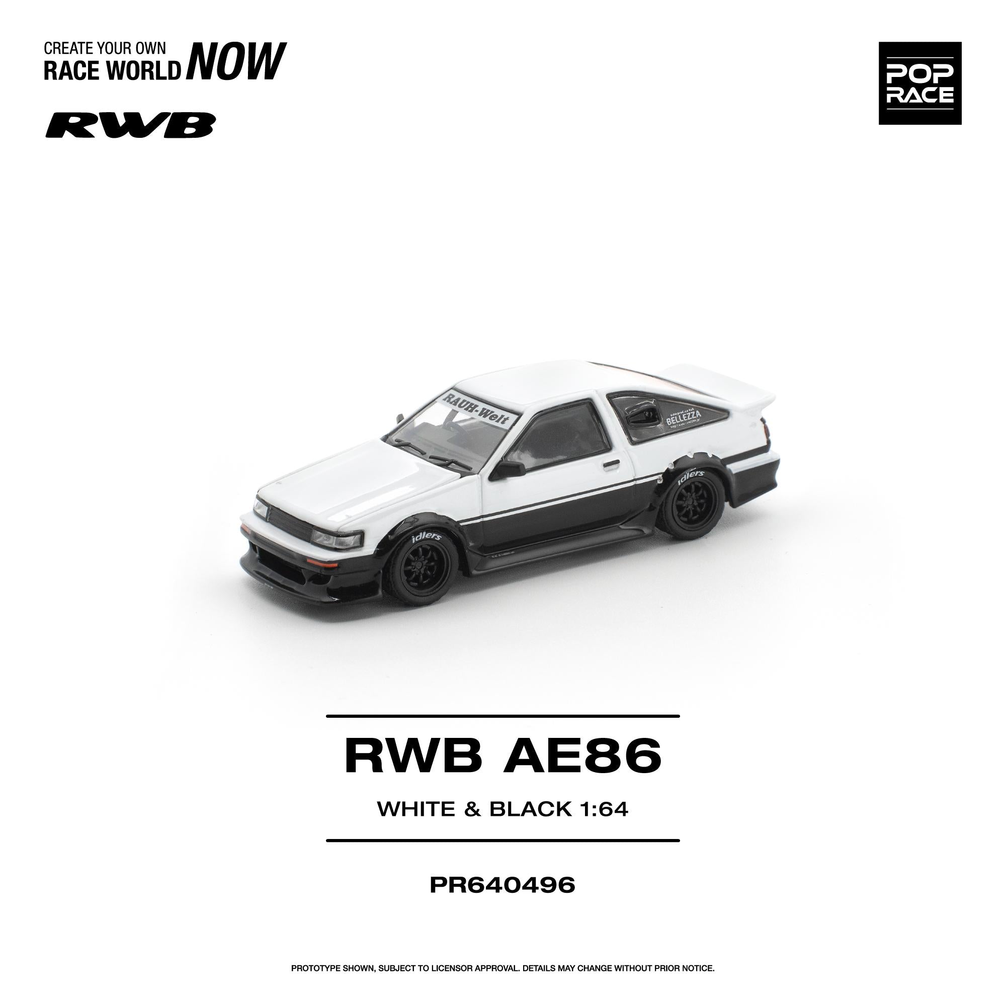 Preorder] POPRACE 1:64 Toyota RWB AE86 WHITE BLACK PR640496