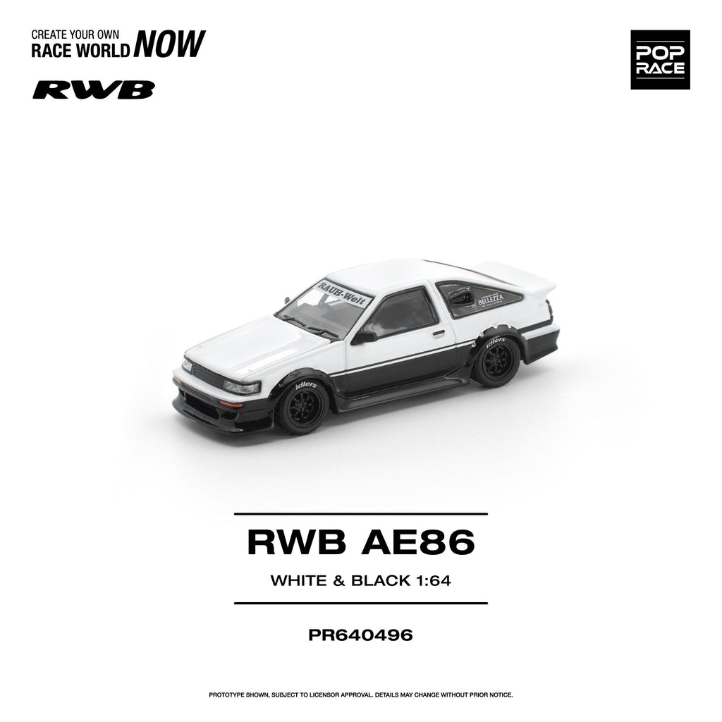 Preorder] POPRACE 1:64 Toyota RWB AE86 WHITE BLACK PR640496