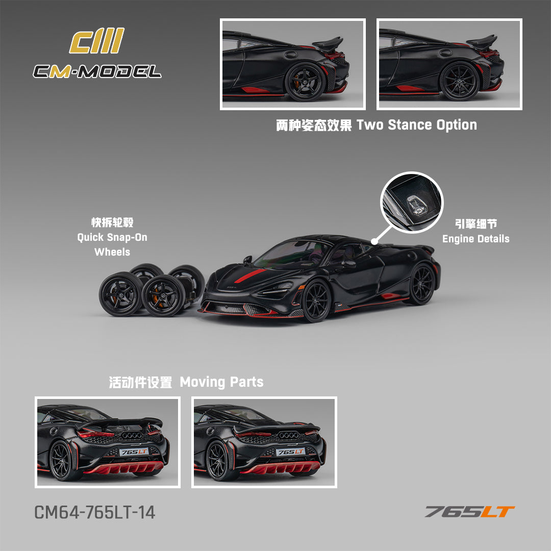 CM Model 1:64 McLaren 765LT Matte Black CM64-765LT-14