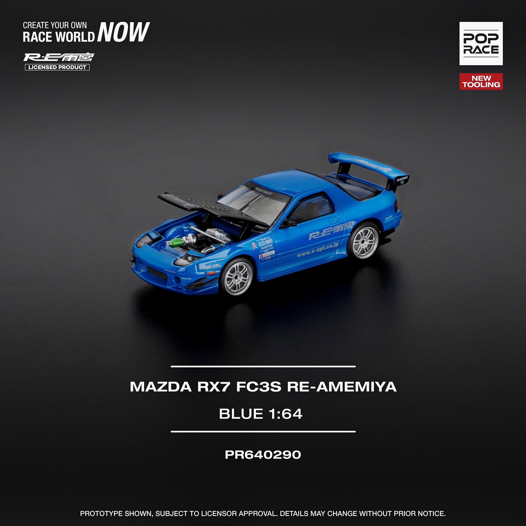 Preorder] POPRACE 1:64 RX7 (FC3S) RE-AMEMIYA - RE-AMEMIYA BLUE