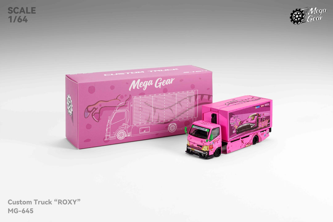 [Preorder] Mega Gear 1:64 Custom Box Truck - Green / Pink Dino (2 Versions)