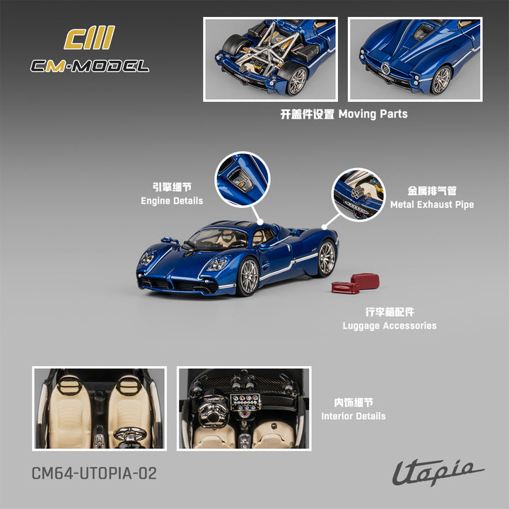 [Preorder] CM Model 1:64 Pagani Utopia Metallic Blue