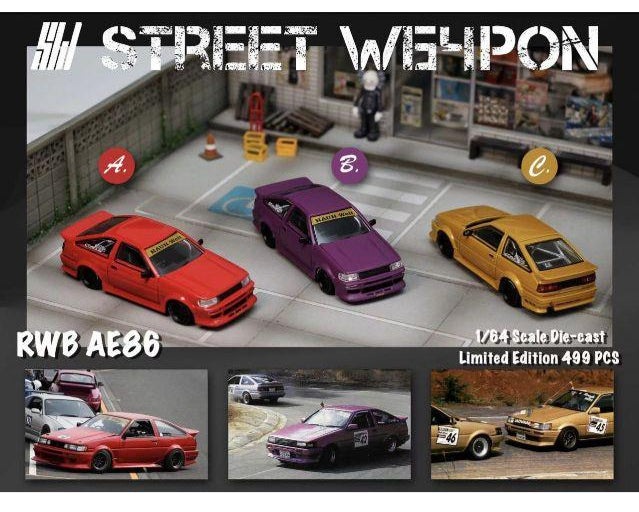 Street Weapon 1:64 RWB Toyota AE86 Wide Body (3 Colours)