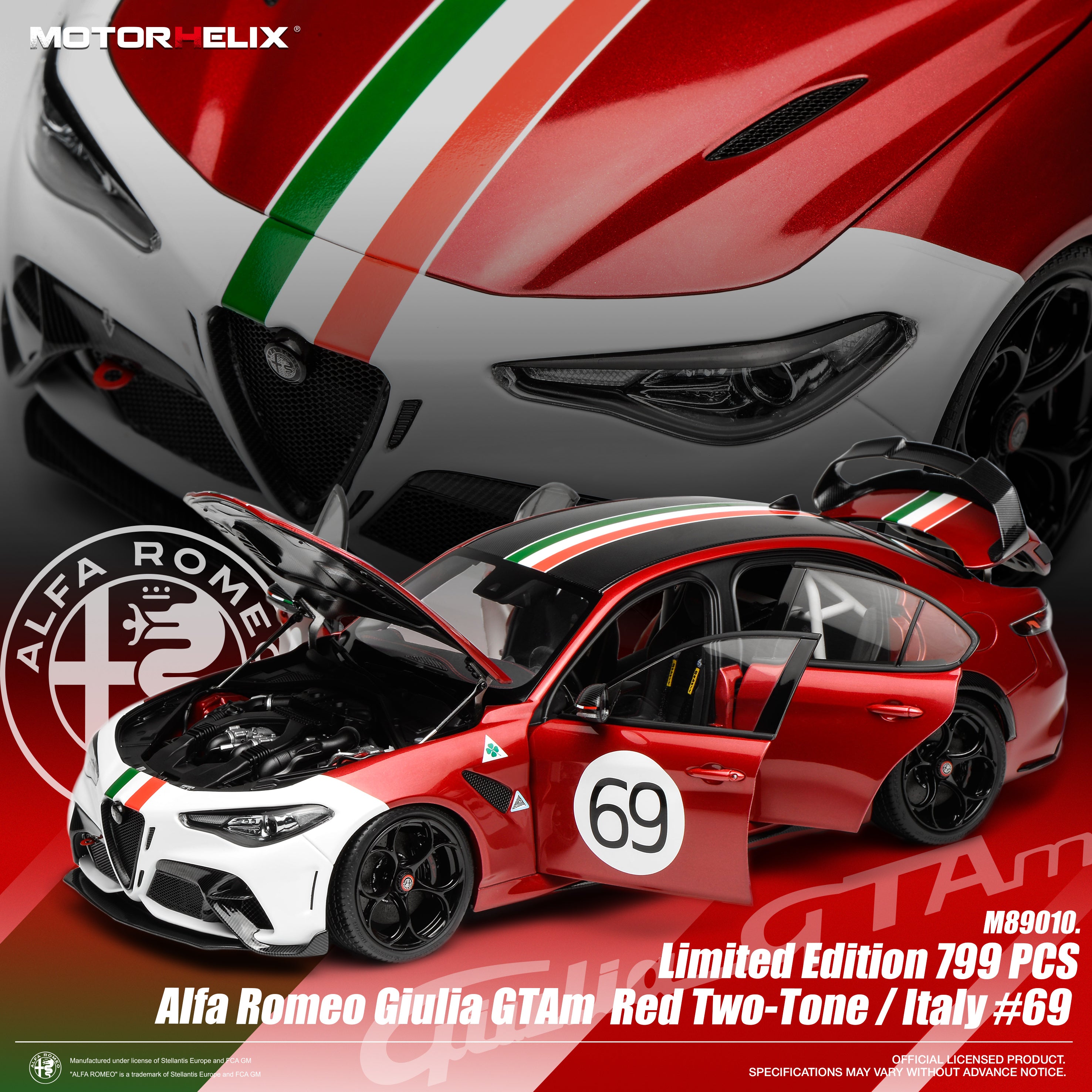 ミニカー 1/18 Alfa Romeo Giulia GTAm MOTORHELIX 1:18 Alfa Romeo Giulia GTAm Red Two-Tone /ltaly#69