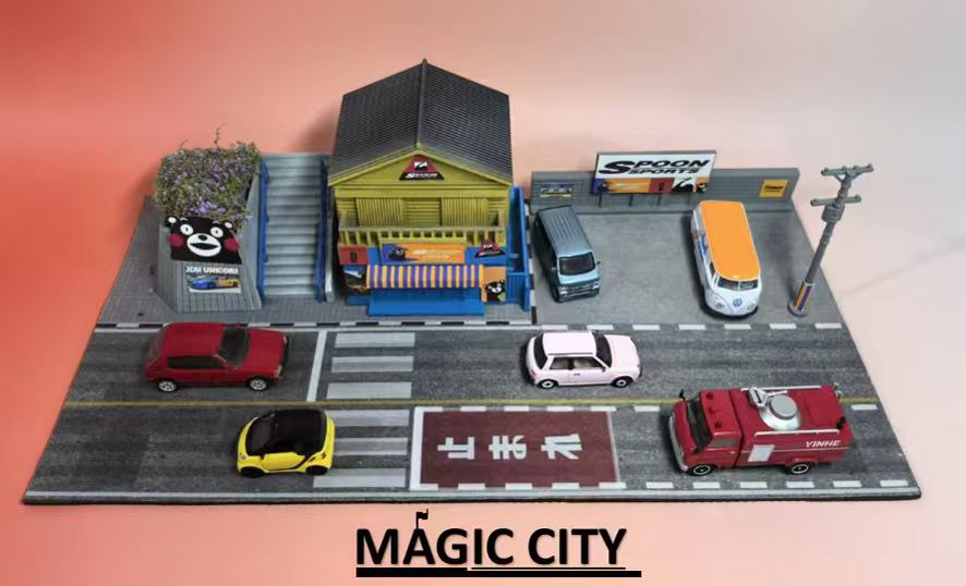 Magic City 1:64 SPOON &amp; Kumamon Parking Lot Scene 110085
