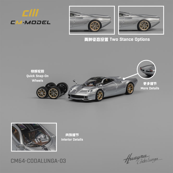 [Preorder] CM Model 1:64 Pagani Huayra Codalunga - Metallic Silver