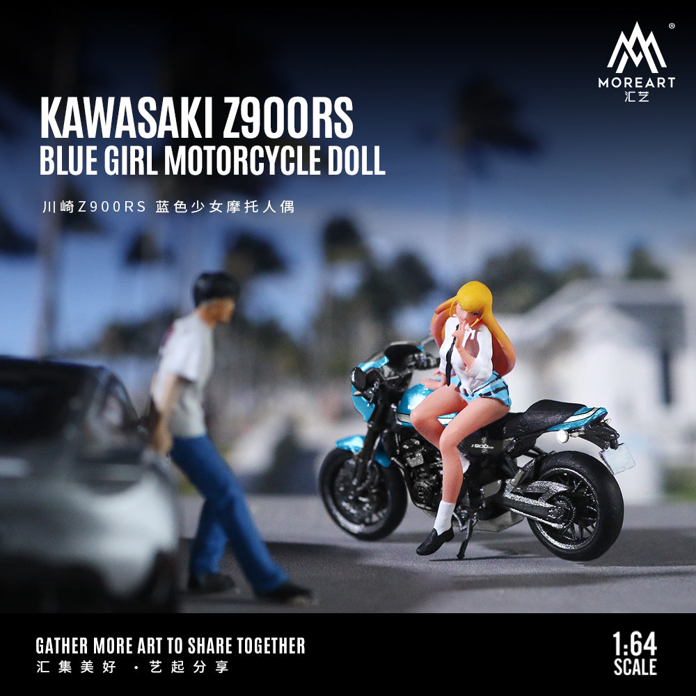 [Preorder] MoreArt 1:64 KAWASAKI Z900RS BLUE GIRL MOTORCYCLE DOLL MO222092