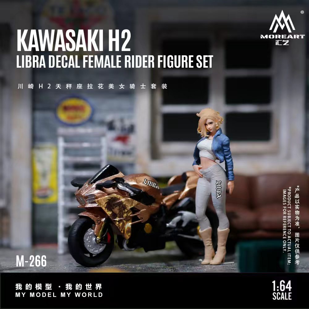 [Preorder] MoreArt 1:64 KAWASAKI H2 LIBRA DECAL FEMALE RIDER FIGURE SET MO222266
