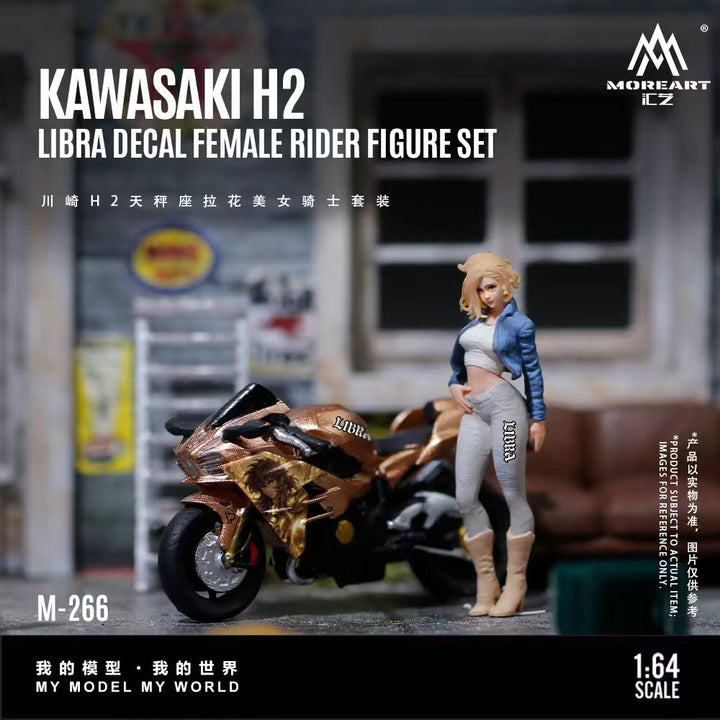 [Preorder] MoreArt 1:64 KAWASAKI H2 LIBRA DECAL FEMALE RIDER FIGURE SET MO222266