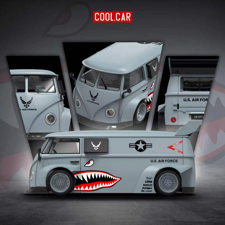 [Preorder] Cool Car 1:64 Volkswagen T1 Grey Shark Mouth Livery CC642959