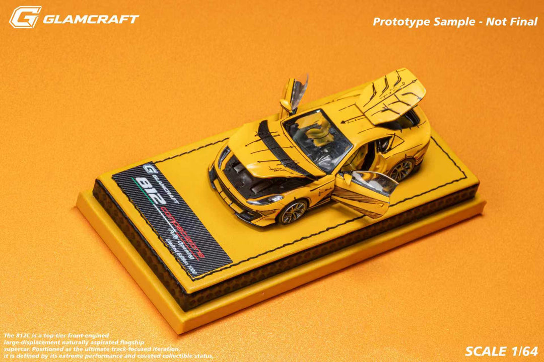[Preorder] GlamCraft 1:64 Ferrari 812C GT Full Open - Sketch Yellow