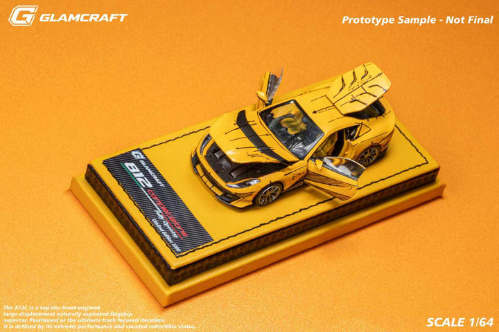 [Preorder] GlamCraft 1:64 Ferrari 812C GT Full Open - Sketch Yellow