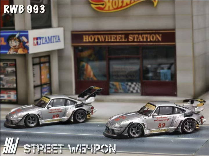 [Preorder] Street Weapon 1:64 Porsche RWB 993 heavenly Double Exhaust Track Livery (2 Versions)