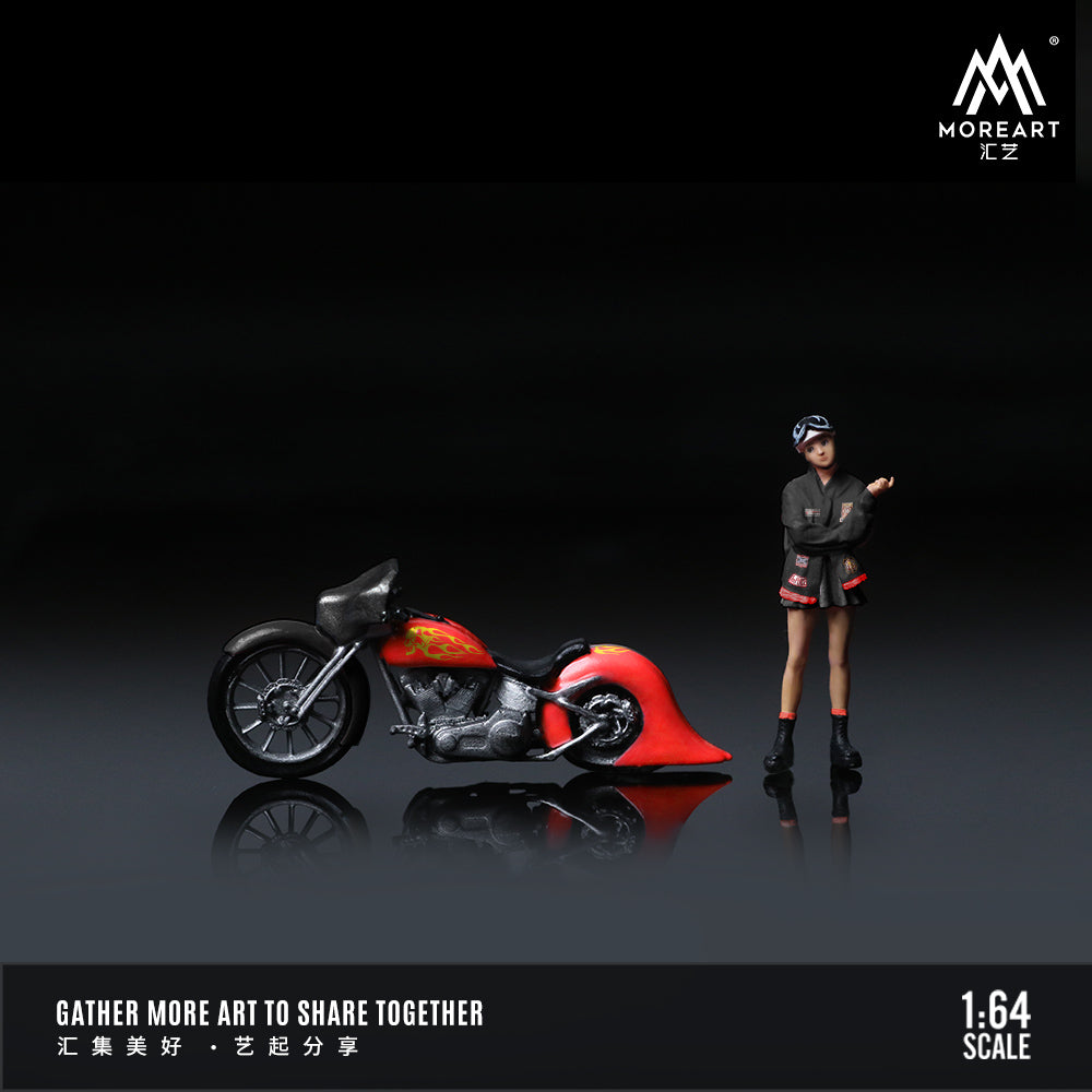 [Preorder] MoreArt 1:64 Red Flame Retro Motorcycle Girl Doll