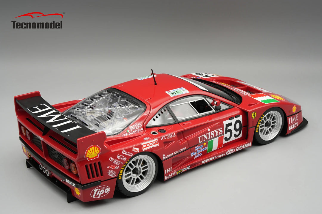 [Preorder] Tecnomodel 1:18 Ferrari F40 LM 1996 24h LM  Driver: P.NAPP I / R. DONOVAN / T.OOTA  Open Rear Trunk & Engine Part Closes w/ Magnetic System Limited Edition TM18-429A