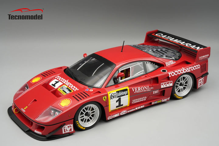[Preorder] Tecnomodel 1:18 Ferrari F40 LM 1996 6h Vallelunga Gold Cup   Driver: A. Schiattarella / L.Dalla Noce  Open Rear Trunk & Engine Part Closes w/ Magnetic System Limited Edition TM18-429C