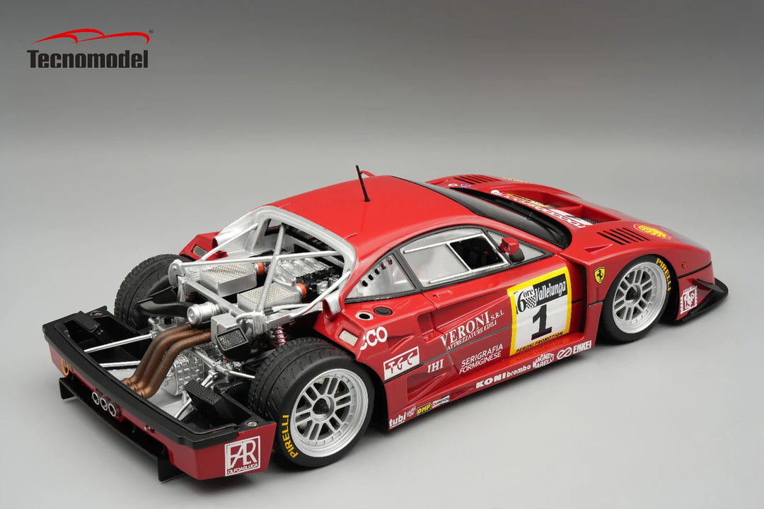 [Preorder] Tecnomodel 1:18 Ferrari F40 LM 1996 6h Vallelunga Gold Cup   Driver: A. Schiattarella / L.Dalla Noce  Open Rear Trunk & Engine Part Closes w/ Magnetic System Limited Edition TM18-429C
