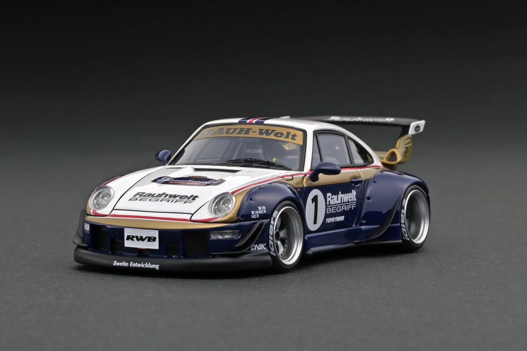 Ignition Model RWB 993 ポルシェ 1/43 Ignition Model 1:43 RWB 993 White/Gold/Blue IG2171 – Horizon