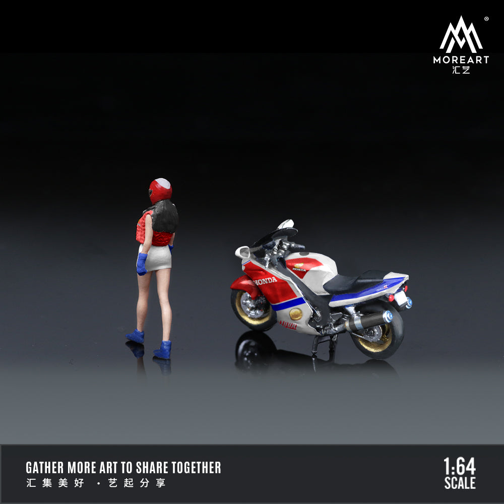 MoreArt 1:64 HONDA CBR 1100XX RED AND WHITE FLOWER MOTORCYCLE DOLL MO222088