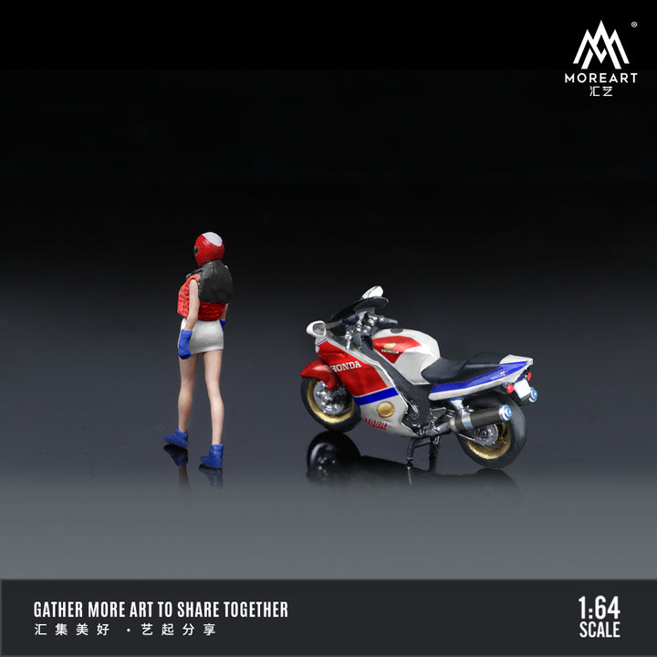 MoreArt 1:64 HONDA CBR 1100XX RED AND WHITE FLOWER MOTORCYCLE DOLL MO222088