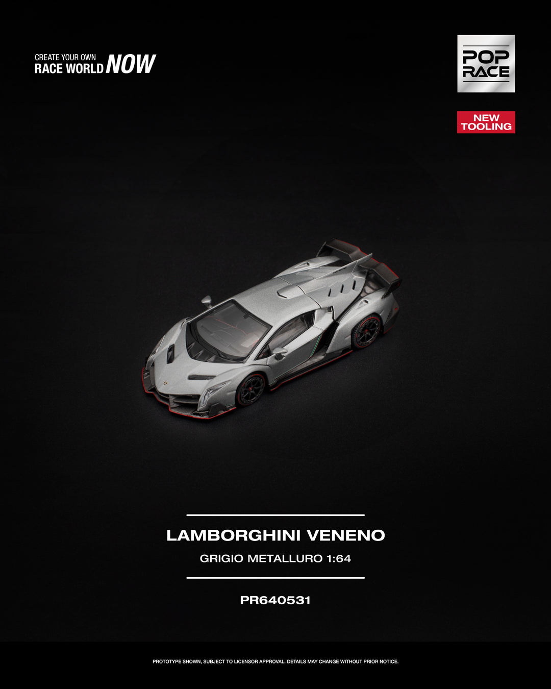 [Preorder] POPRACE 1:64 LAMBORGHINI VENENO GRIGIO METALLURO PR640531