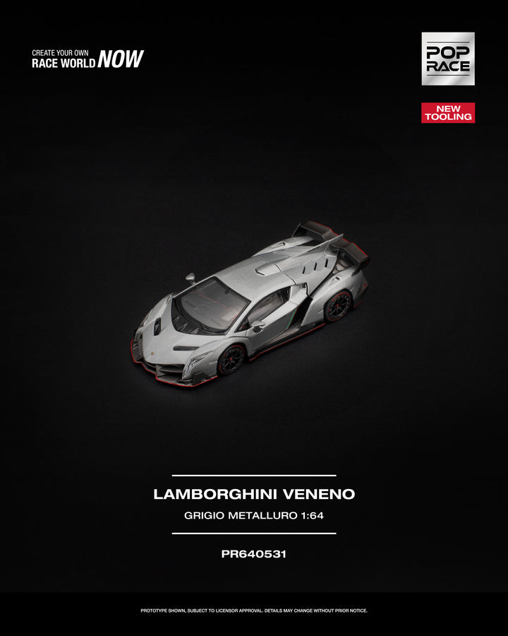 [Preorder] POPRACE 1:64 LAMBORGHINI VENENO GRIGIO METALLURO PR640531