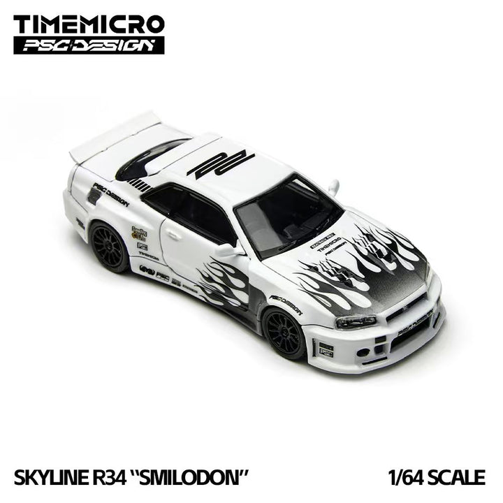 [Preorder] TimeMicro × PSC DESIGN 1:64 Nissan R34 "Smilodon" Black &amp; White TM648401
