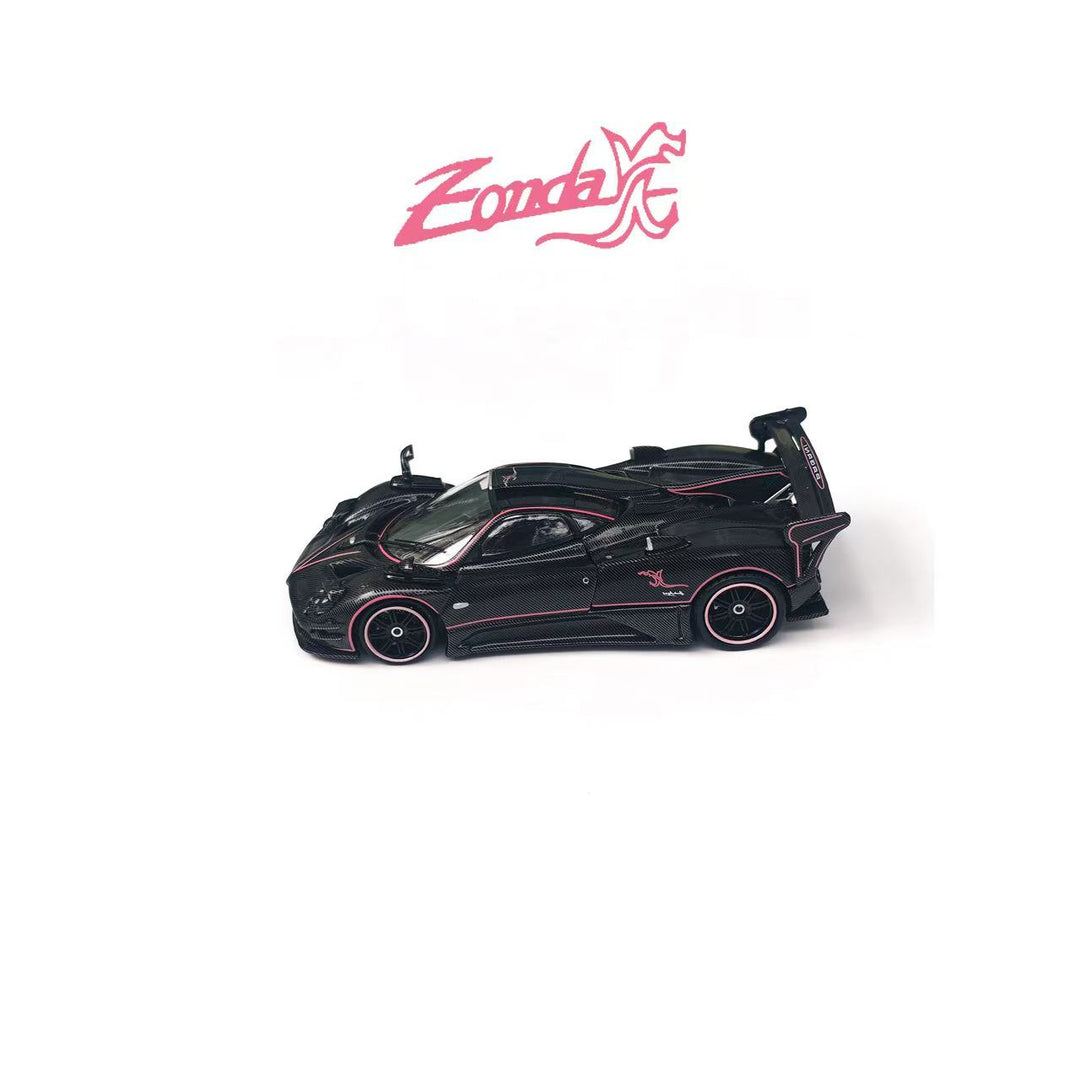 [Preorder] Rhino Model 1:64 Pagani One-off Series. Zonda JC (Full Black Carbon Fiber With Pink Stripes)