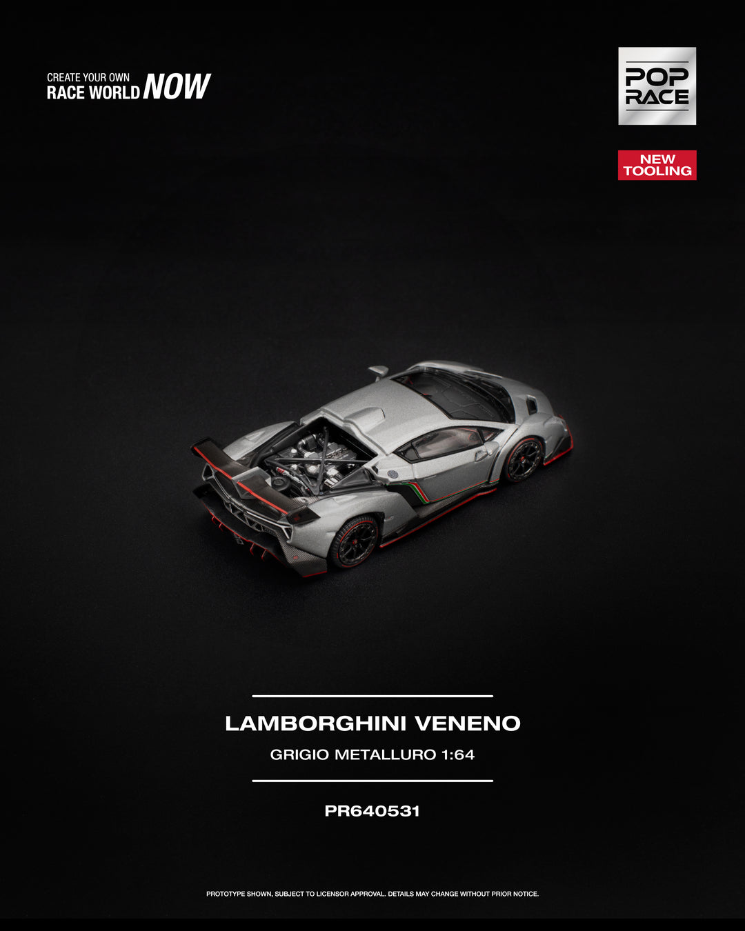 [Preorder] POPRACE 1:64 LAMBORGHINI VENENO GRIGIO METALLURO PR640531