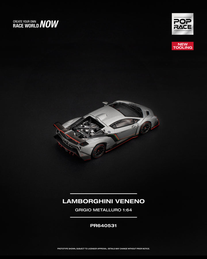 [Preorder] POPRACE 1:64 LAMBORGHINI VENENO GRIGIO METALLURO PR640531