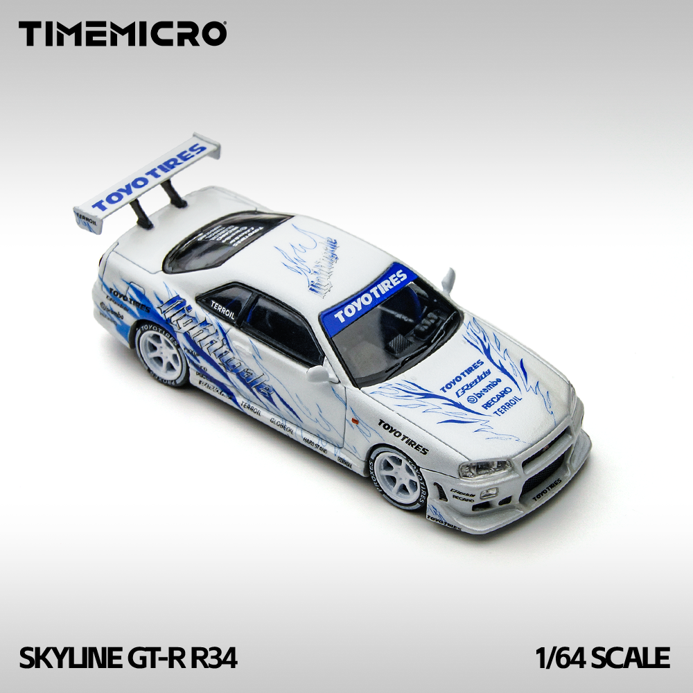 [Preorder] TimeMicro 1:64 Nissan Skyline GTR R34 White and Blue TM800503