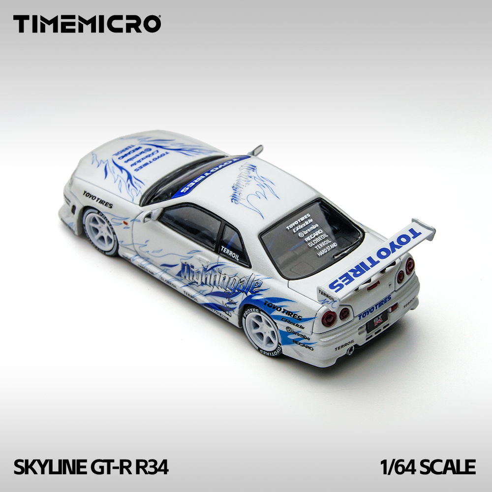 [Preorder] TimeMicro 1:64 Nissan Skyline GTR R34 White and Blue TM800503