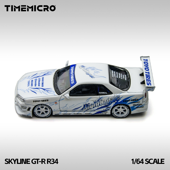 [Preorder] TimeMicro 1:64 Nissan Skyline GTR R34 White and Blue TM800503