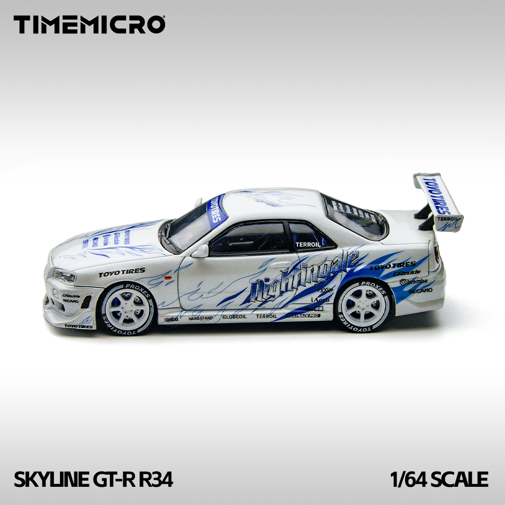 [Preorder] TimeMicro 1:64 Nissan Skyline GTR R34 White and Blue TM800503
