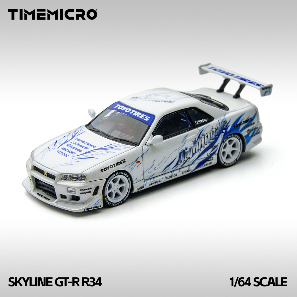 [Preorder] TimeMicro 1:64 Nissan Skyline GTR R34 White and Blue TM800503