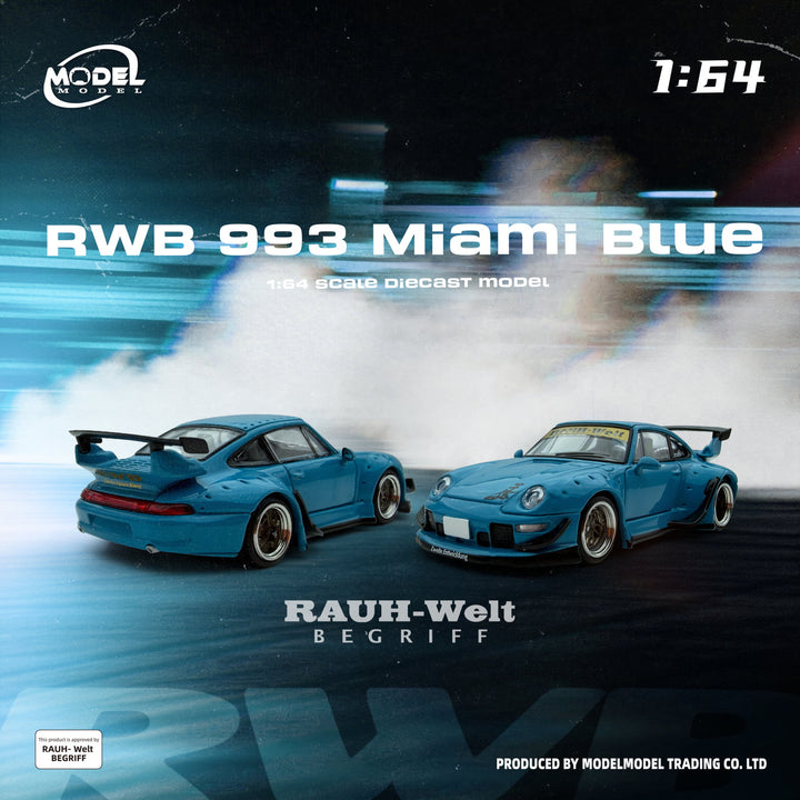 [Preorder] Model Model 1:64 Porsche RWB 993 Miami Blue