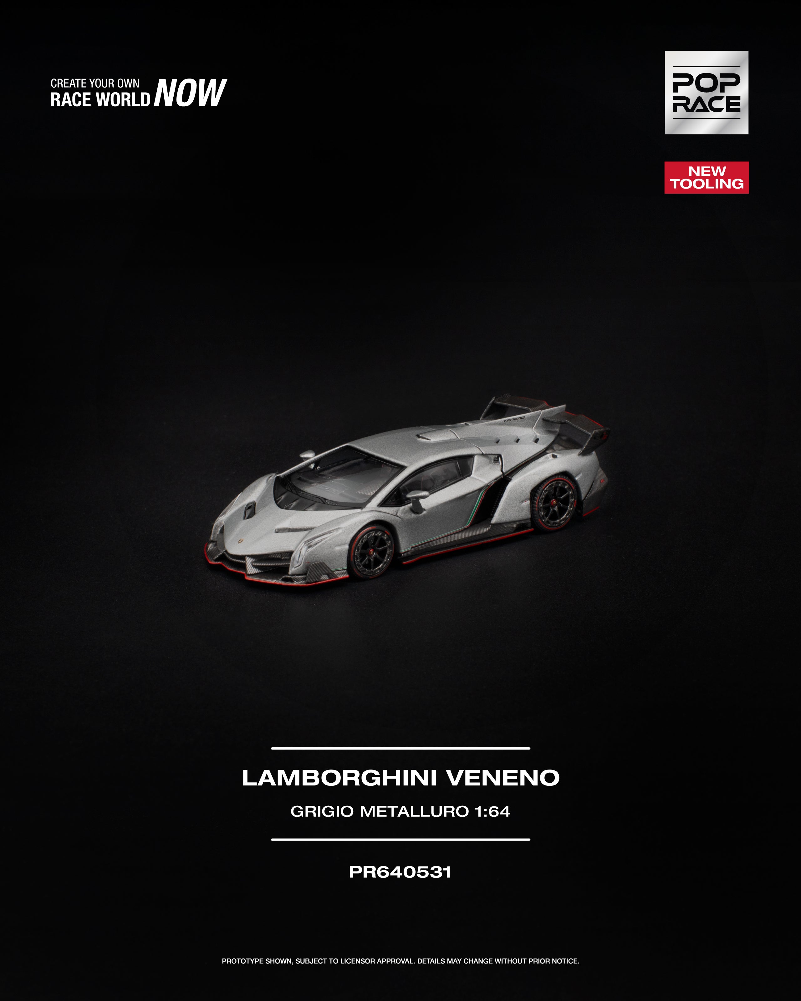 ダウラギリ産ポイント-64-5 Preorder] POPRACE 1:64 LAMBORGHINI VENENO GRIGIO METALLURO
