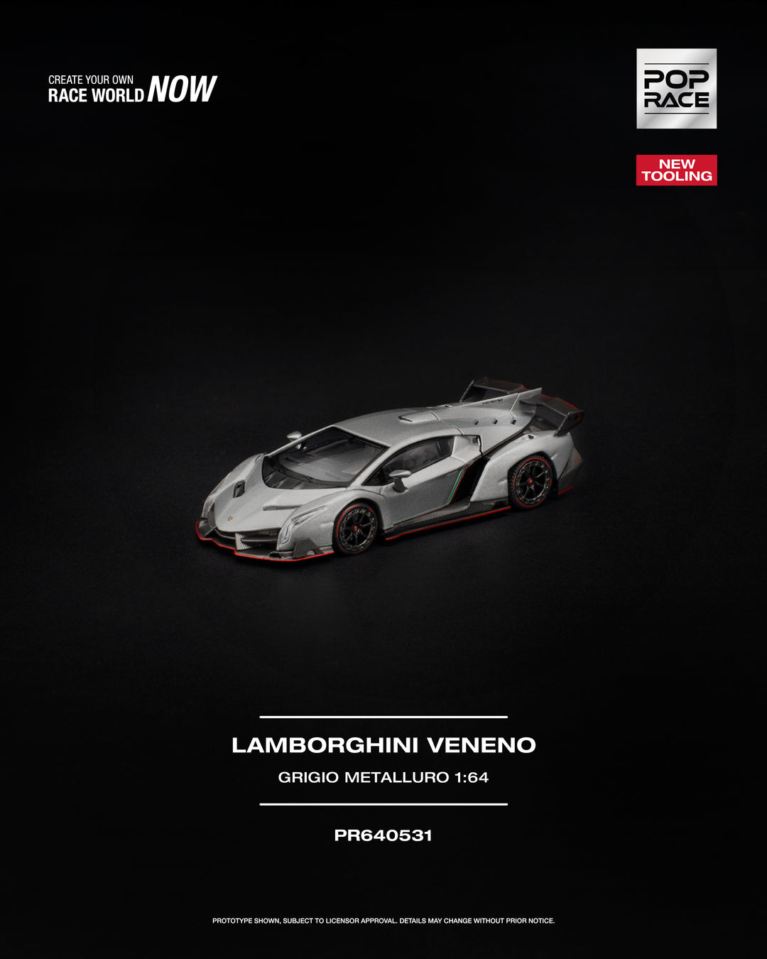 [Preorder] POPRACE 1:64 LAMBORGHINI VENENO GRIGIO METALLURO PR640531