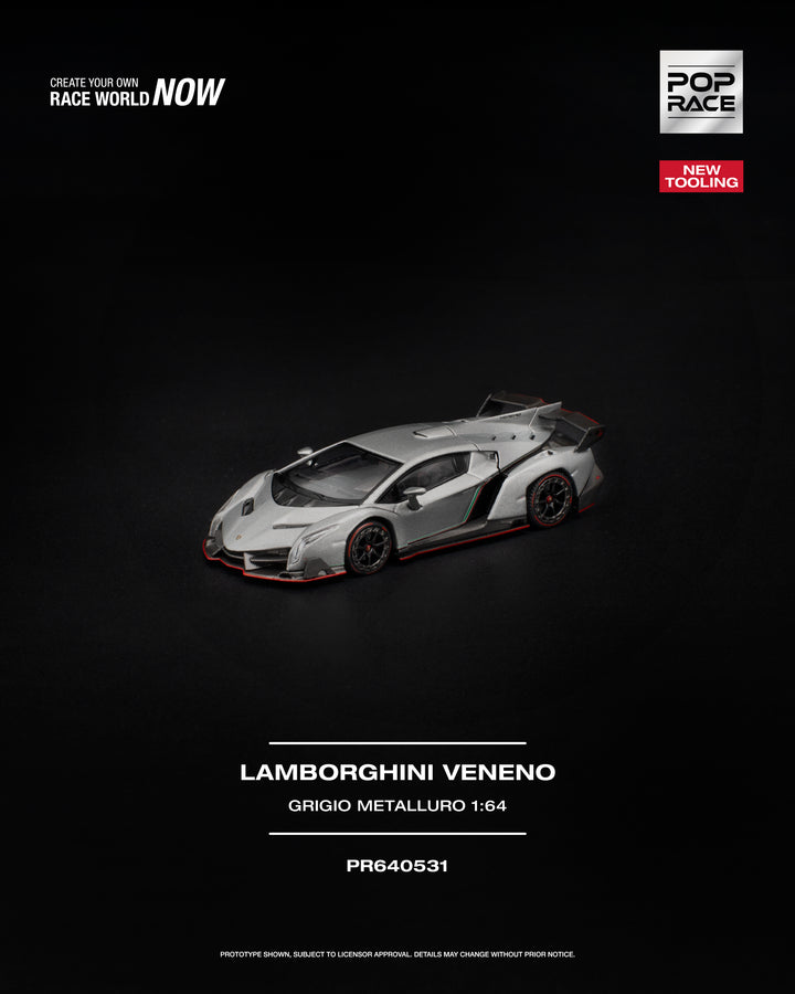 [Preorder] POPRACE 1:64 LAMBORGHINI VENENO GRIGIO METALLURO PR640531
