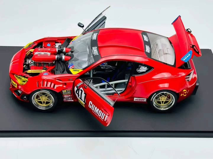 Official Product 1:18 458 V8-swapped 86 Red GUMOUT livery