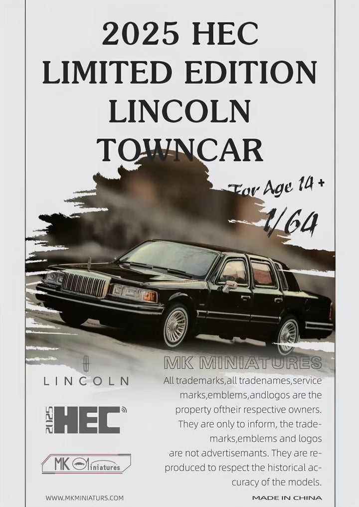 MK Miniatures 1:64 1992 Lincoln Town Car Black