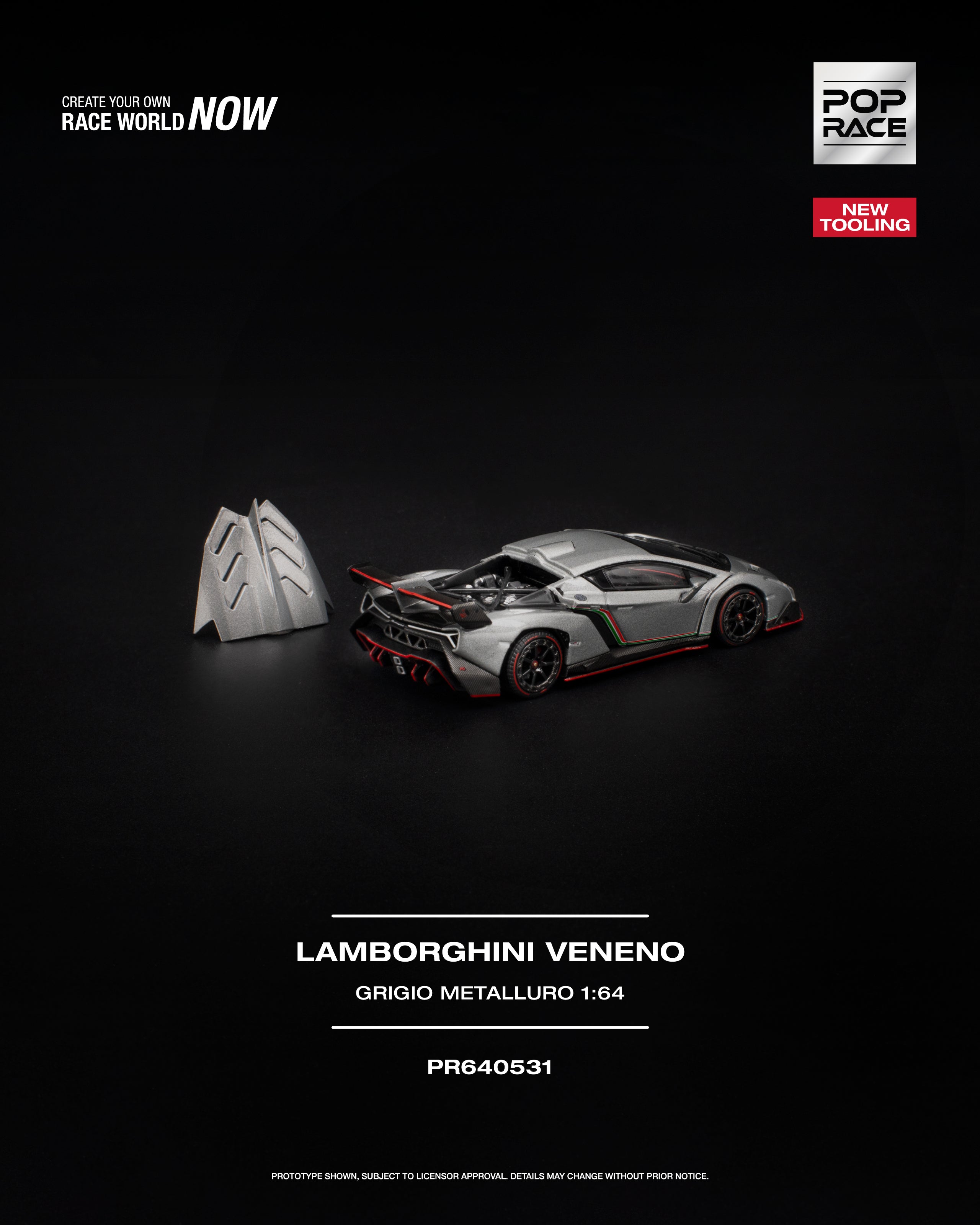 ボンキゴGP Preorder] POPRACE 1:64 LAMBORGHINI VENENO GRIGIO METALLURO