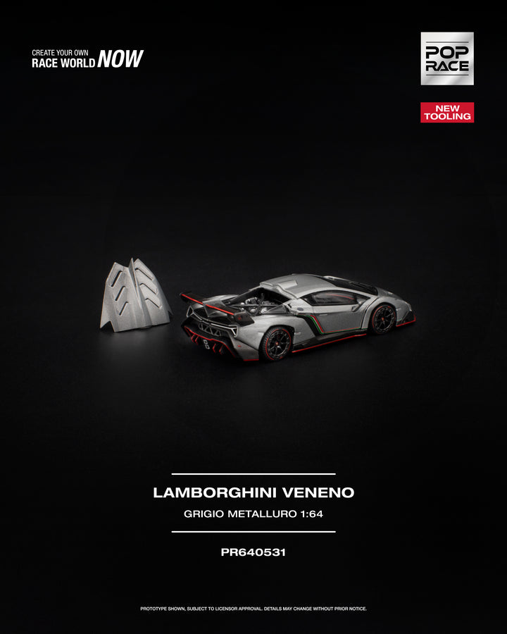 [Preorder] POPRACE 1:64 LAMBORGHINI VENENO GRIGIO METALLURO PR640531