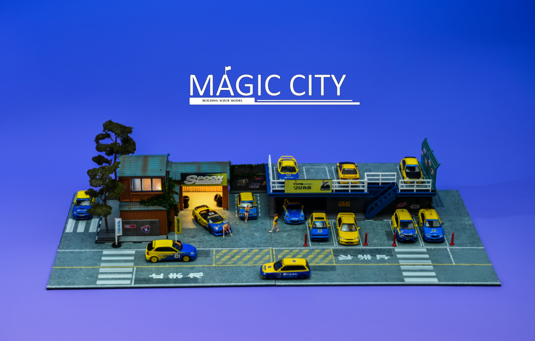 Magic City 1:64 Diorama Spoon Japanese Building & Double Decker Magic City 1:64 Diorama Spoon Japanese Building & Double Decker