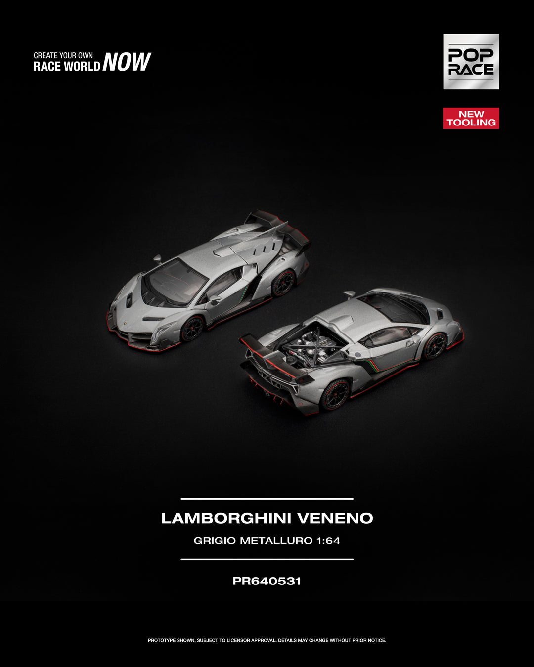 [Preorder] POPRACE 1:64 LAMBORGHINI VENENO GRIGIO METALLURO PR640531
