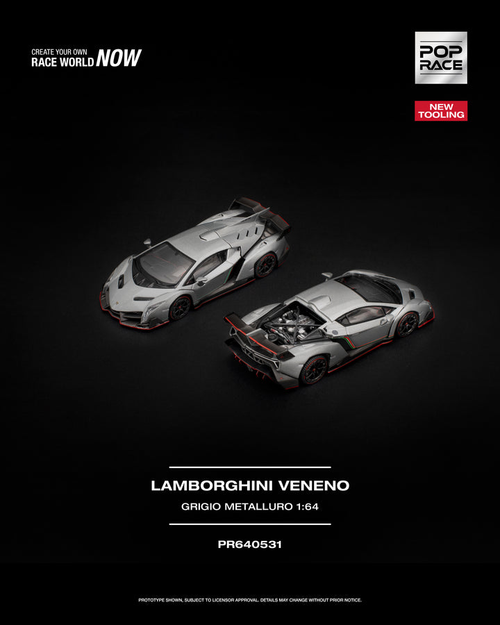 [Preorder] POPRACE 1:64 LAMBORGHINI VENENO GRIGIO METALLURO PR640531