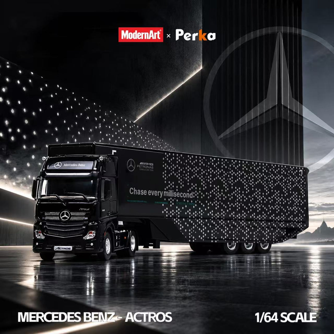 [Preorder] ModernArt X Perka 1:64 Mercedes-Benz Wingspan Van Semi-trailer Black Dot Matrix Simulated MD648702
