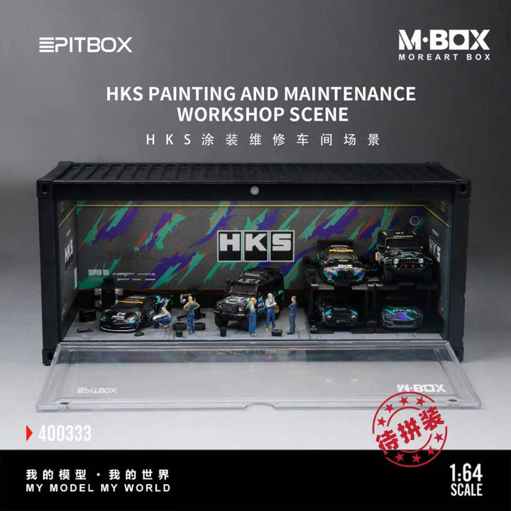 [Preorder] MBOX 1:64 HKS PAINTING AND MAINTENANCEWORKSHOP SCENE MB400333